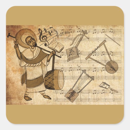 Saint Yared & The Ethiopian Music Instrument スクエアシール (正面)