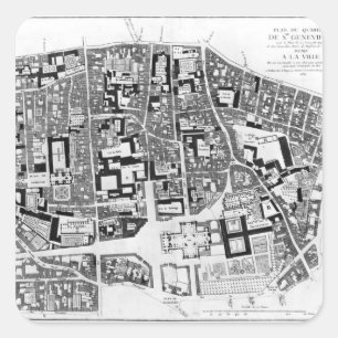 Sainte-Genevieve区域の地図、パリ1756年 スクエアシール