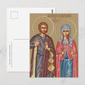 Saints Adrian and Natalia of Nicomedia Icon ポストカード (正面/裏面)