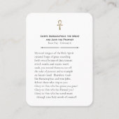 Saints Barsanuphius John the Prophet Prayer Card プレイスカード (裏面)
