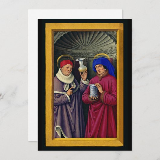 Saints CosmoとDamian by Jean Bourdichon 招待状 (正面/裏面)