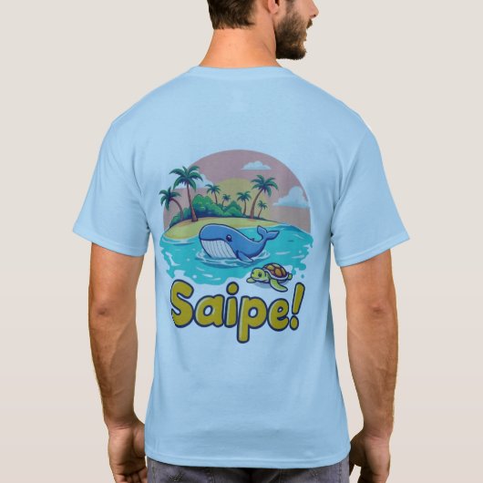 Saipe Tonga Off grid Pacific island whale turtle Tシャツ (裏面)