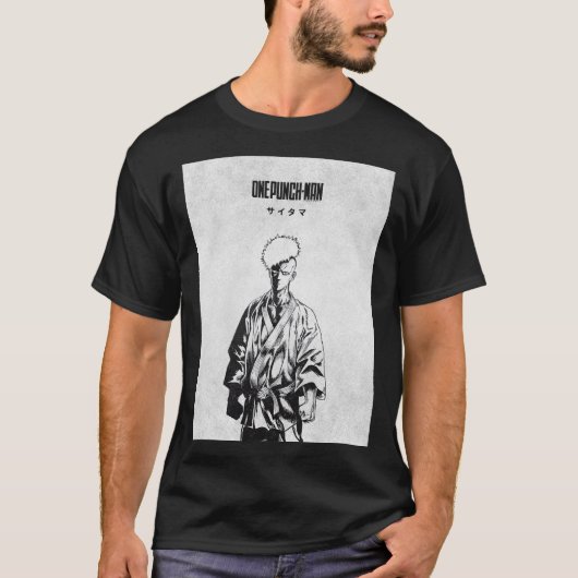 Saitama Manga Style Monochrome Poster Tシャツ (正面)
