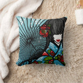 SajuArtの禅の"Bangasaおよび冬のツバキ"の枕 クッション (ブランケット)