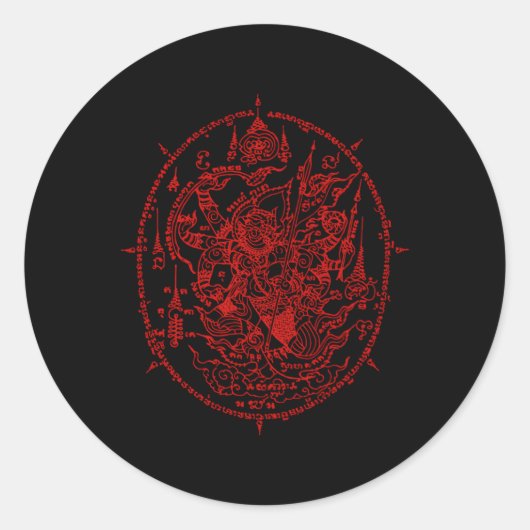 Sak Yant Thailand Tattoo Magic Thai Tattoos Thai ラウンドシール (正面)