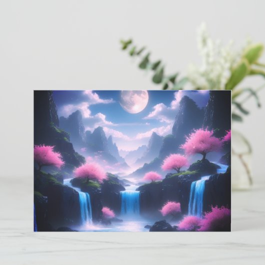 Sakora tree-Moonlit Waterfall with Cherr-pink 招待状 (スタンド正面)