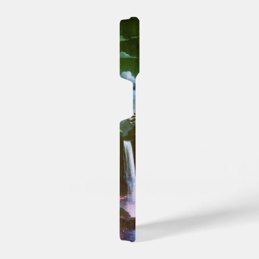 Sakora tree-Moonlit Waterfall with Cherr-pink iPhoneケース (右側面)