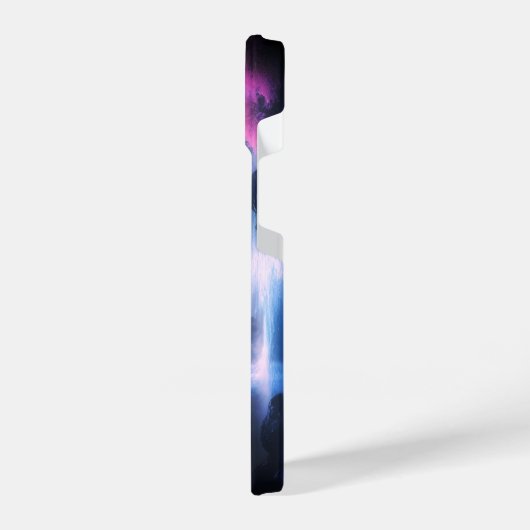 Sakora tree-Moonlit Waterfall with Cherr-pink iPhoneケース (左側面)