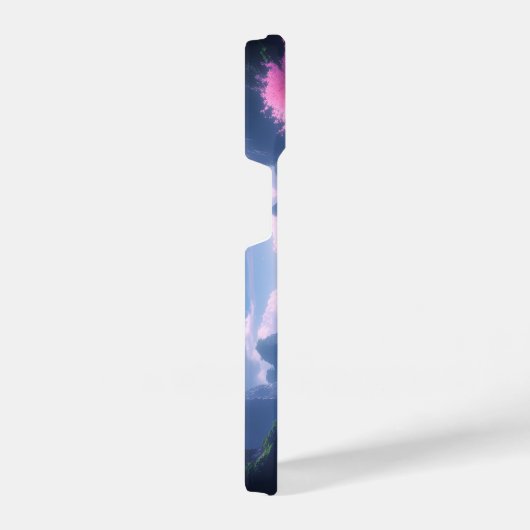 Sakora tree-Moonlit Waterfall with Cherr-pink iPhoneケース (右側面)