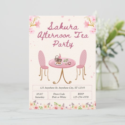 Sakura Afternoon Tea Party Invitation 招待状 (スタンド正面)