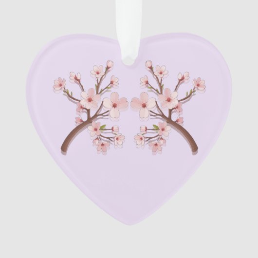 Sakura Blossom Branch Heart Acrylic Ornament オーナメント (正面)