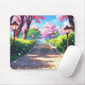 Sakura Blossom Path PastelLandscape Anime Mousepad マウスパッド (マウス)