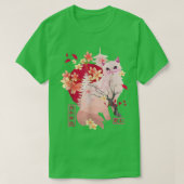 Sakura cat Tree Blossoms Japanese art Retro 80s Ja Tシャツ (デザイン正面)