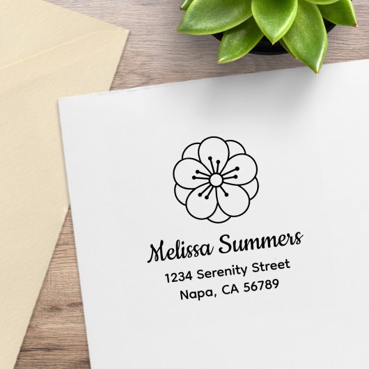 Sakura Cherry Blossom Flower Address ラバースタンプ