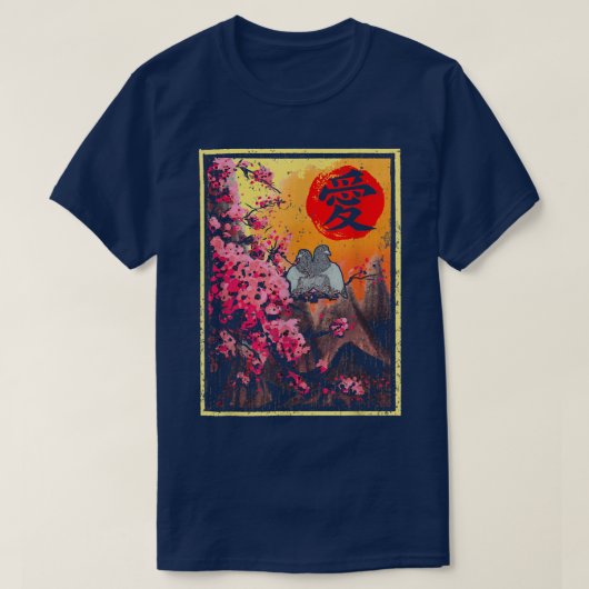 Sakura Cherry Blossom Japanese Tokyo Sun Pigeons K Tシャツ (デザイン正面)