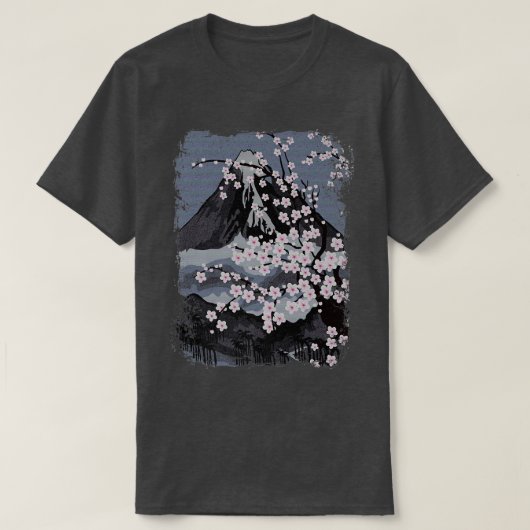 Sakura Cherry Blossom & Mt  Tシャツ (デザイン正面)