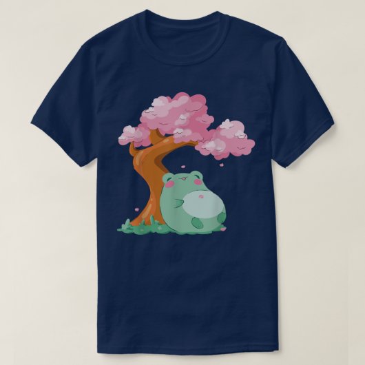 Sakura Cute Frog Kawaii Japanese Cherry Blossom Tr Tシャツ (デザイン正面)