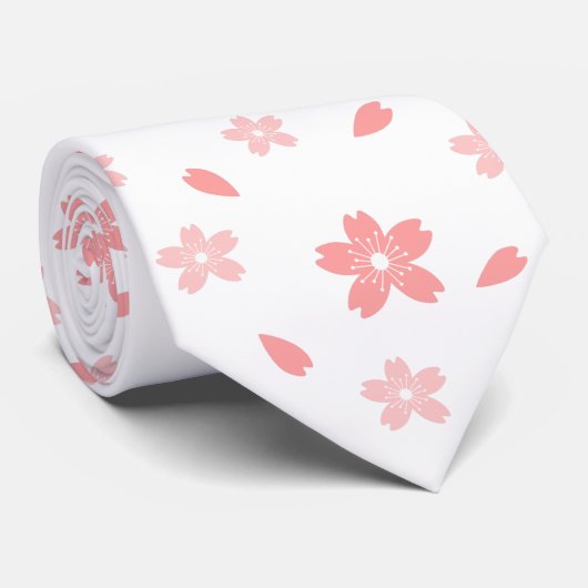 Sakura flowers and leafs pattern ネクタイ (ロール)