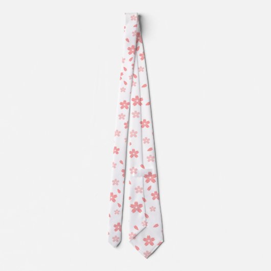 Sakura flowers and leafs pattern ネクタイ (裏面)