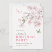 Sakura flowers bloom birthday 招待状 (正面)