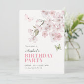 Sakura flowers bloom birthday 招待状 (スタンド正面)