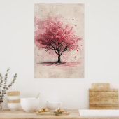 Sakura in the Wind – Japanese Cherry Blossom Paint ポスター (キッチン)