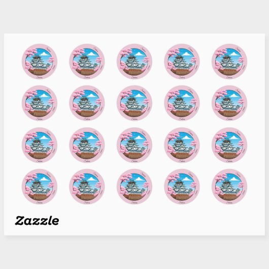 Sakura Japanese Castle Sticker Pack ラウンドシール (シート)