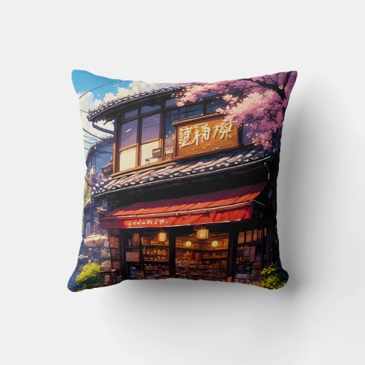 Sakura Kissa - Cherry Blossom Café クッション (裏面)
