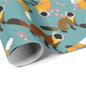 Sakura marten cyan background ラッピングペーパー (ロールコーナー)
