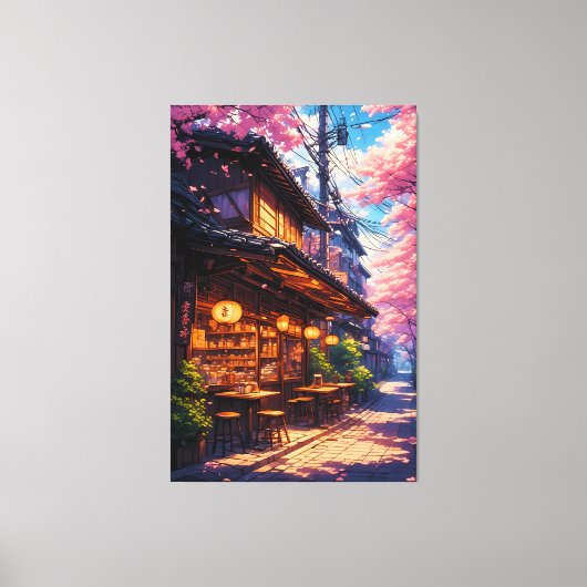 Sakura no Machikado - Cherry Blossom Street キャンバスプリント (正面)