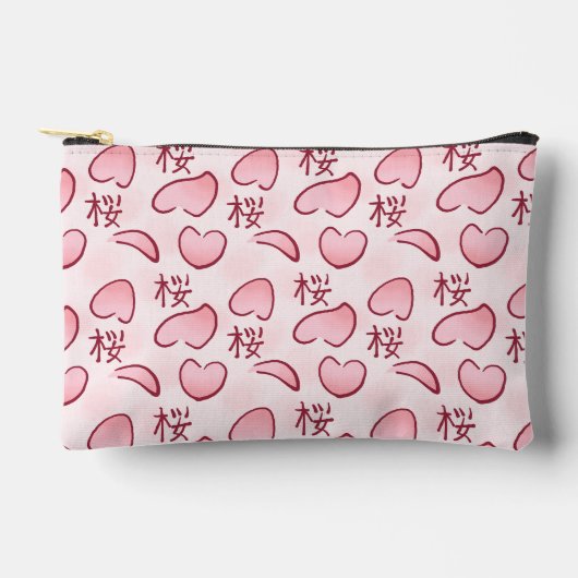 Sakura Petals with Kanji アクセサリーポーチ (正面)