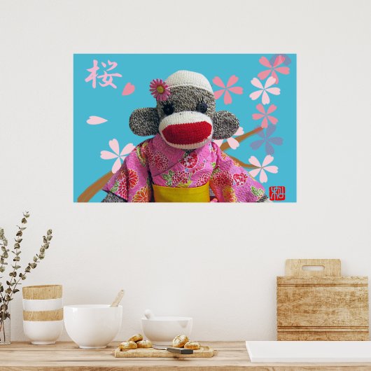 Sakura Sock Monkey Poster ポスター (キッチン)