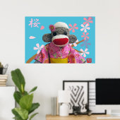 Sakura Sock Monkey Poster ポスター (ホームオフィス)