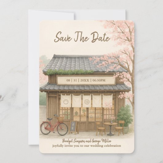 sakura tea house Destination wedding Save the Date 招待状 (正面)