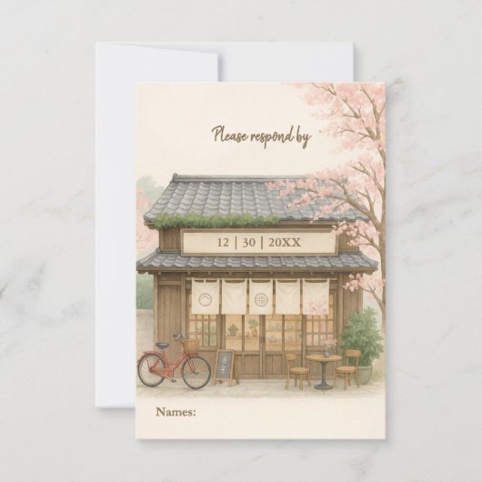 sakura traditional tea house destination wedding 出欠カード (正面)