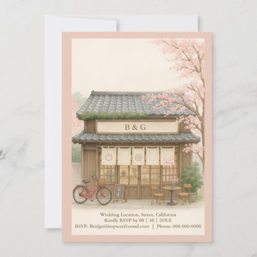 sakura traditional tea house destination wedding 招待状 (裏面)