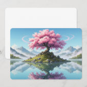 Sakura Tree Lake Landscape Postcard - Artistic Asi 招待状 (正面/裏面)