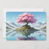 Sakura Tree Lake Landscape Postcard - Artistic Asi 招待状 (正面)