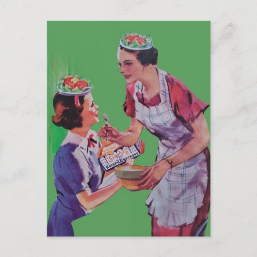 Salad Hats Mom and Daughter collage ポストカード (正面)