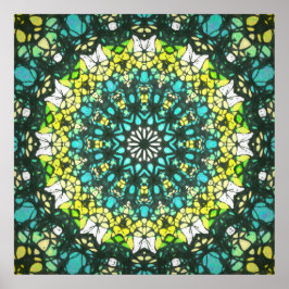 Salad Spinner – Green Yellow Mandala Pattern ポスター