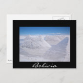 Salar de Uyuniの塩山黒いはが縁どき ポストカード (正面/裏面)