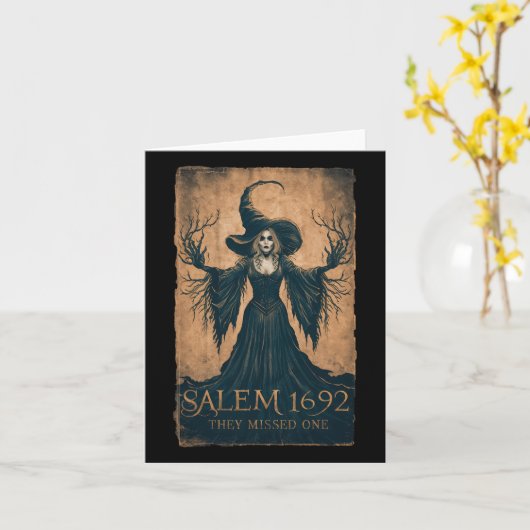 Salem 1692彼らは一恋しく思つのハロウィーンフェミニストウィッチ カード (黄色い花)