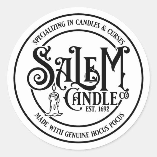 Salem Candle Company – ホワイト ラウンドシール (正面)