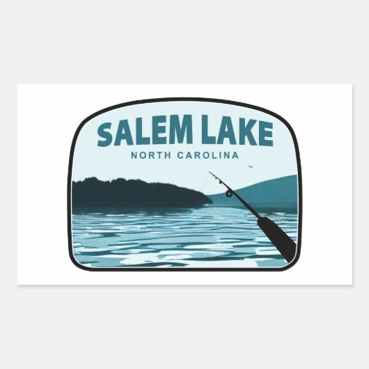 Salem Lake North Carolina Fishing Rod 長方形シール (正面)
