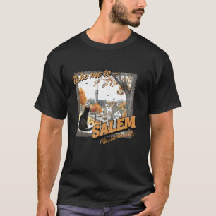 Salem Massachusetts Black Cat Witch Hal Tシャツ