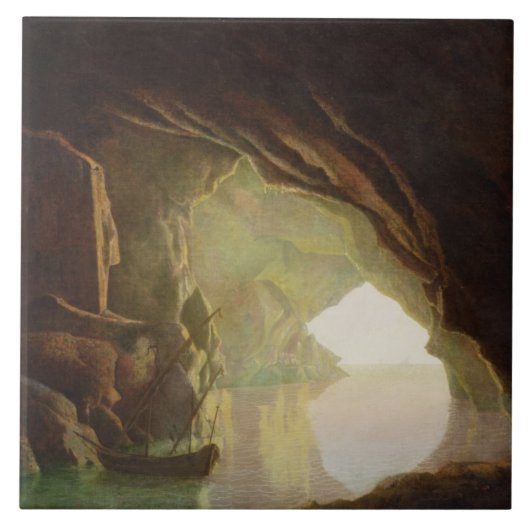 Salernoの日没、c.1780-1の湾の小洞窟 タイル (正面)