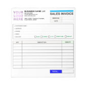 Sales Invoice Booklet (Name & Logo) Personalized  ノートパッド (正面)