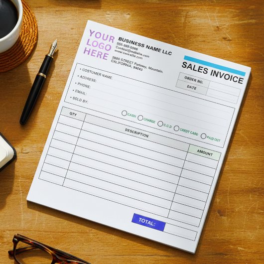 Sales Invoice Booklet (Name & Logo) Personalized  ノートパッド