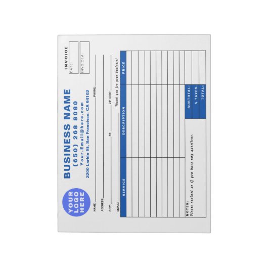 Sales Invoice Form Custom Printed with Your Info ノートパッド (回転)