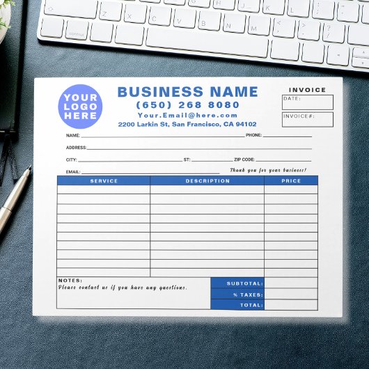Sales Invoice Form Custom Printed with Your Info ノートパッド